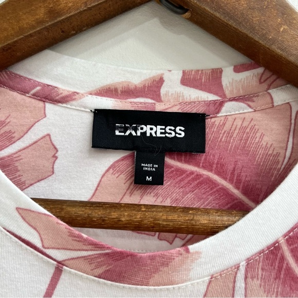 Express Mens Crewneck tropical leaf short sleeve t-shirt cotton modal medium - Picture 5 of 6